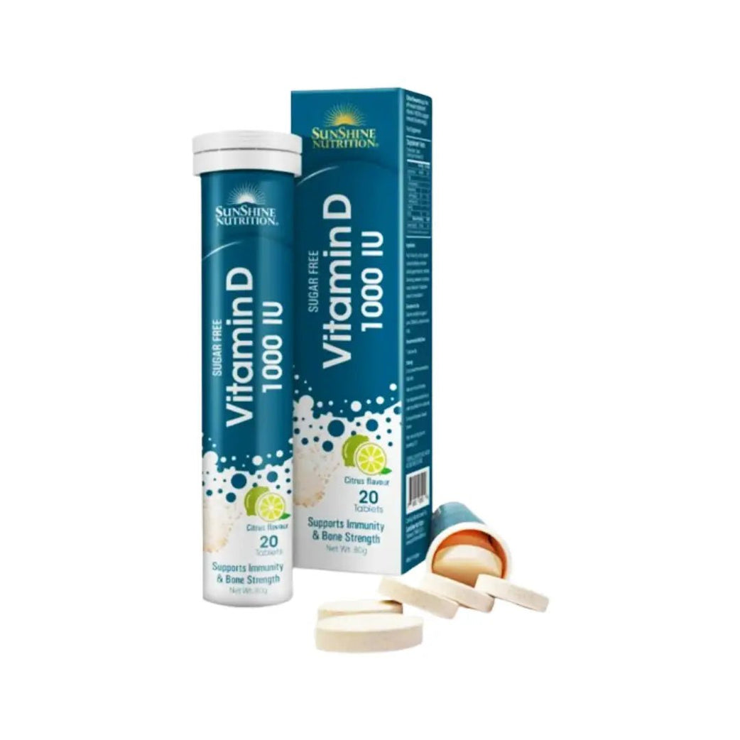 Sunshine Nutrition Vitamin D 1000IU Effervescent Citrus Tab 20s