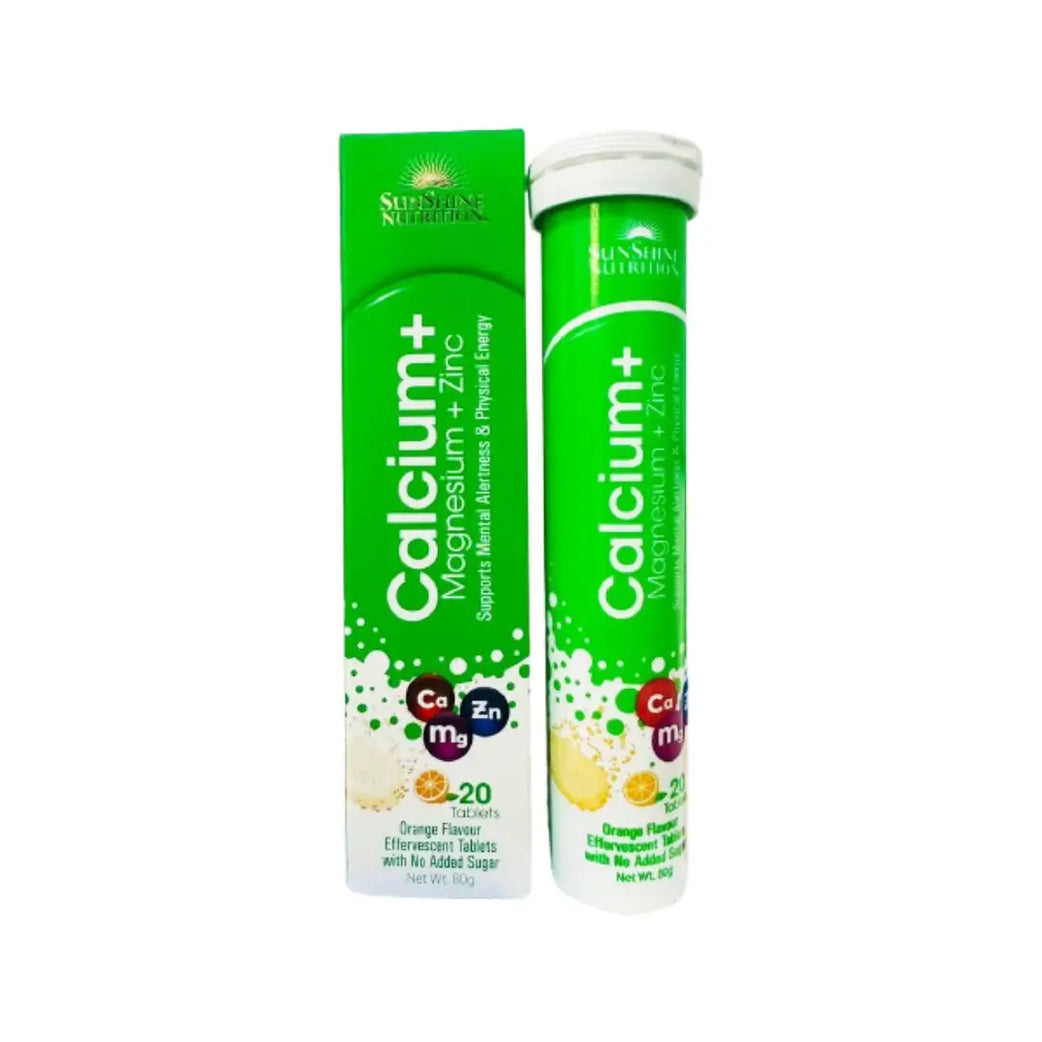 Sunshine Nutrition Cal+Mag+Zinc Orange Effervescent Tab 20s