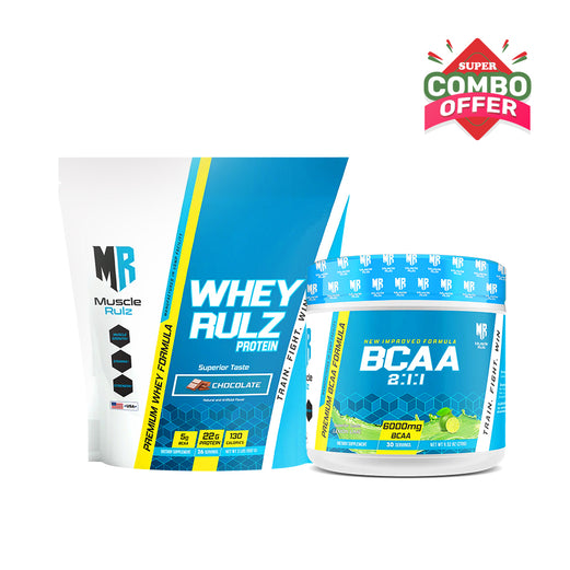 Super Combo Offer: Muscle Rulz Whey Rulz Protein 2lb Bag + Muscle Rulz BCAA 2:1:1 30 Servings