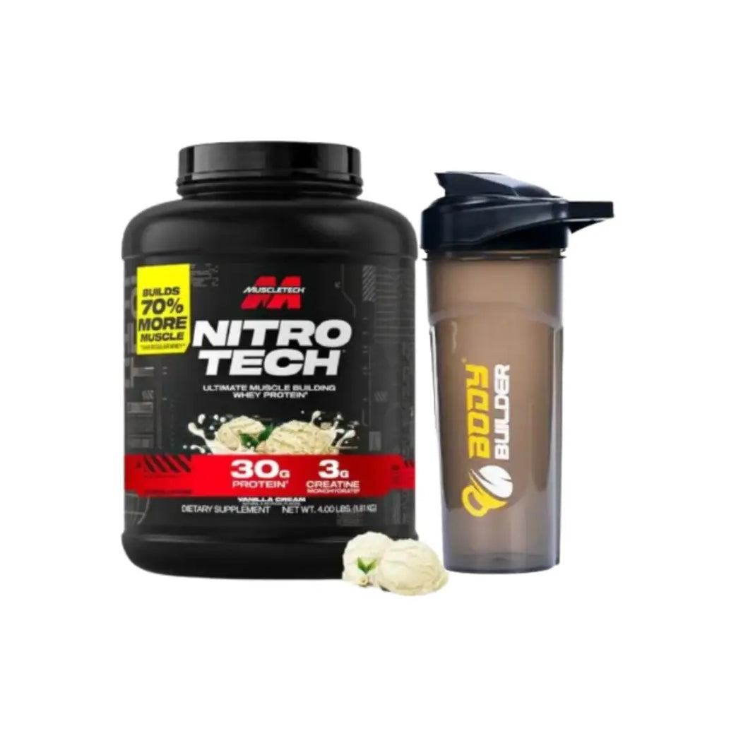 Nitro Powder Types Super Combo MuscleTech Nitro Tech Whey Protein Powder 4lbs + Free Shak ...