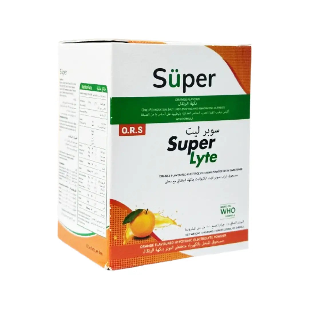 Super Lyte ORS 4.4g Orange Sachets 10s | Oral Rehydration Salts with Orange Flavor