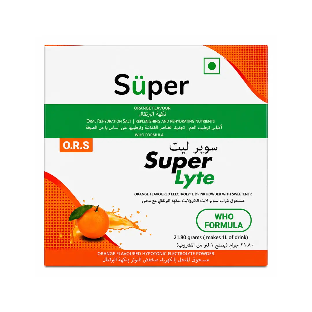 Super Lyte ORS 21.8g Orange Flavour Sachets 10s – Oral Rehydration Salts