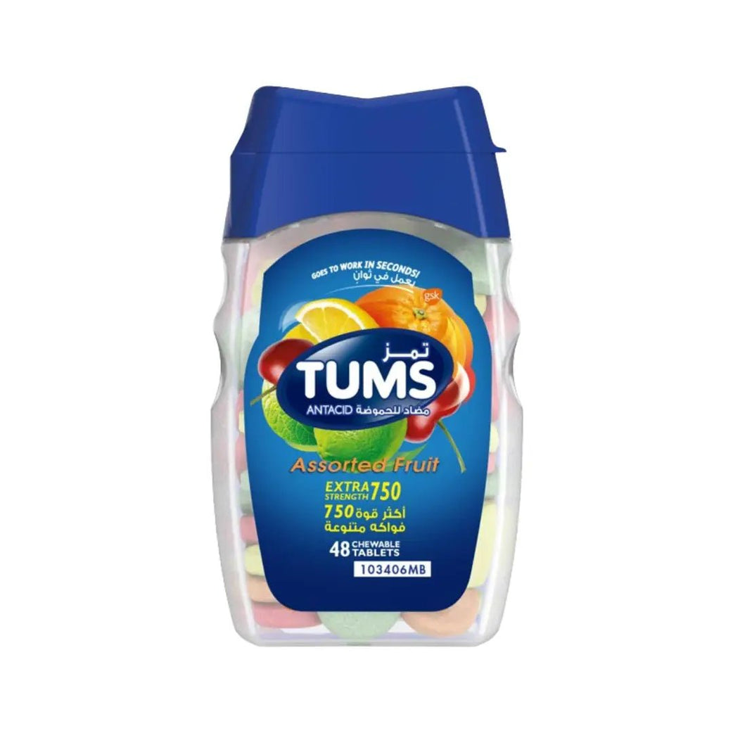 TUMS Extra Strength 750mg  Assorted Fruits Chewable Tabs 48s