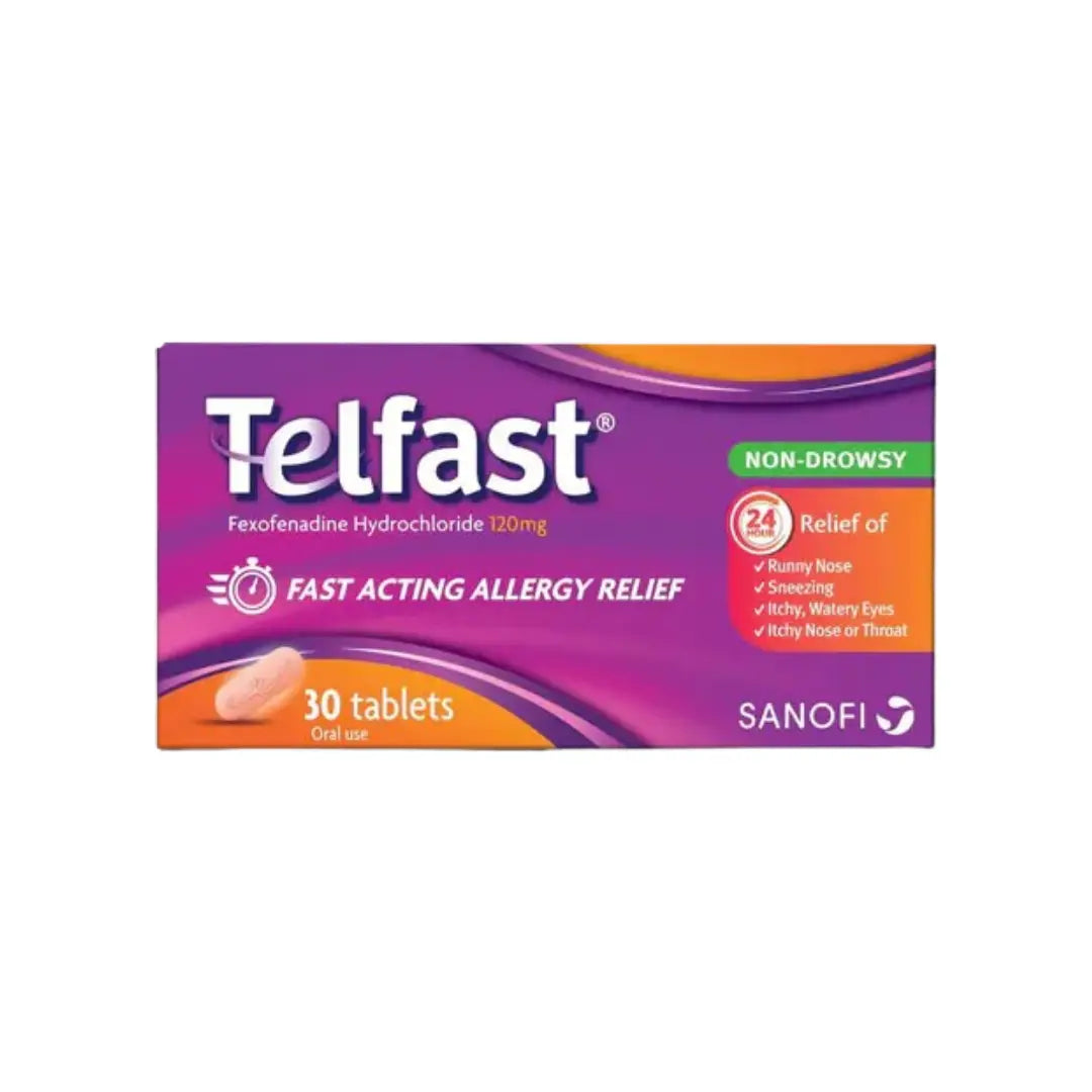 Telfast 120mg Tablets 30s – Fexofenadine Antihistamine for Allergy Relief