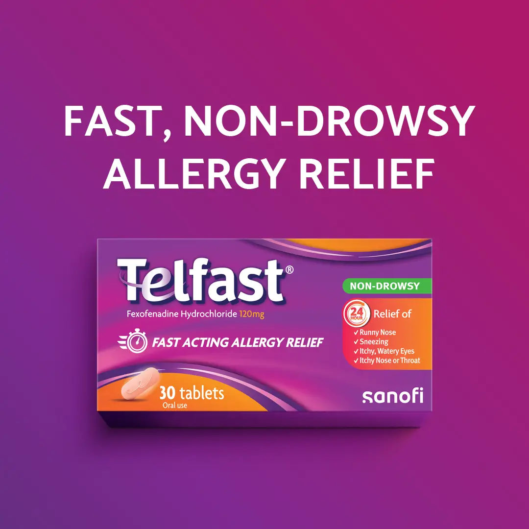 Telfast 120mg Tablets 30s – Fexofenadine Antihistamine for Allergy Relief