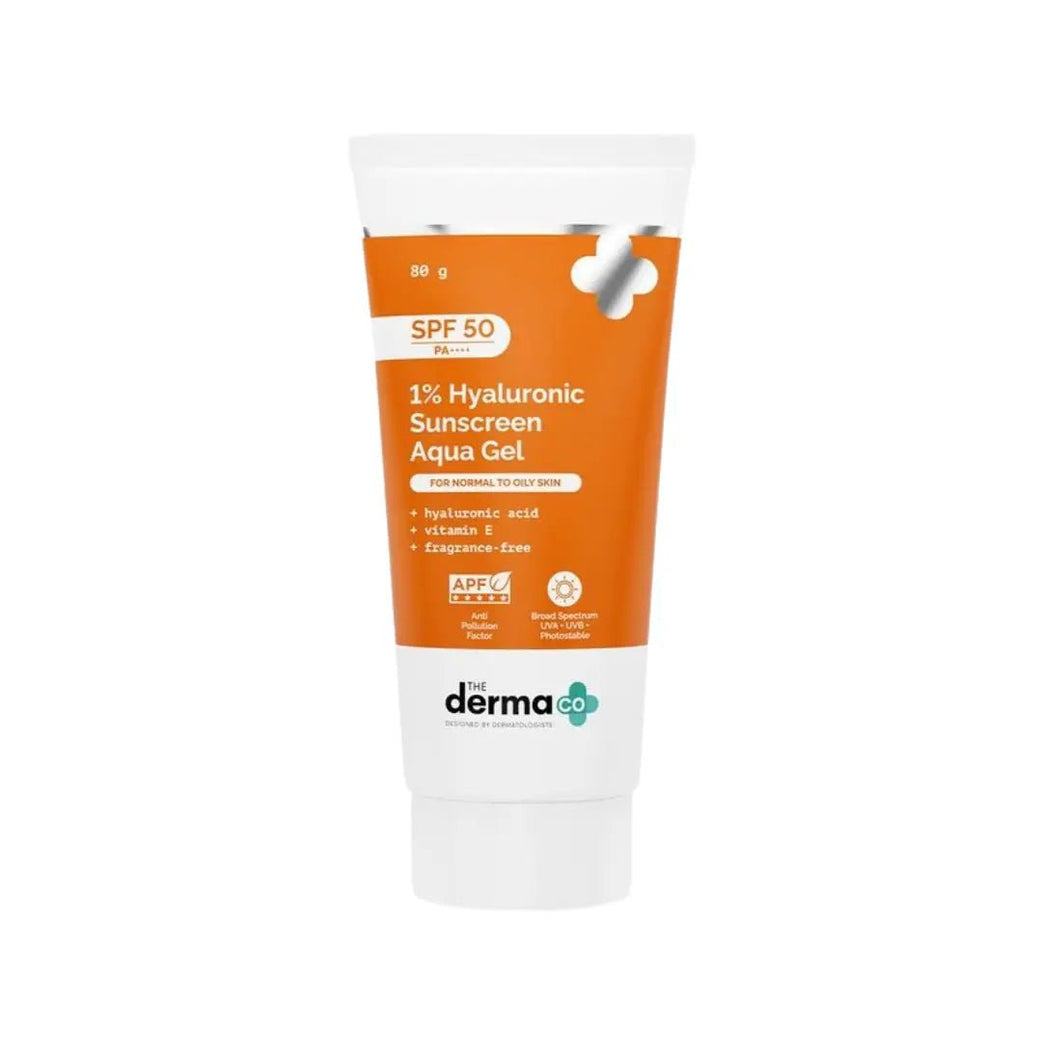 The Derma Co 1% Hyaluronic Sunscreen Aqua Gel SPF50 80g