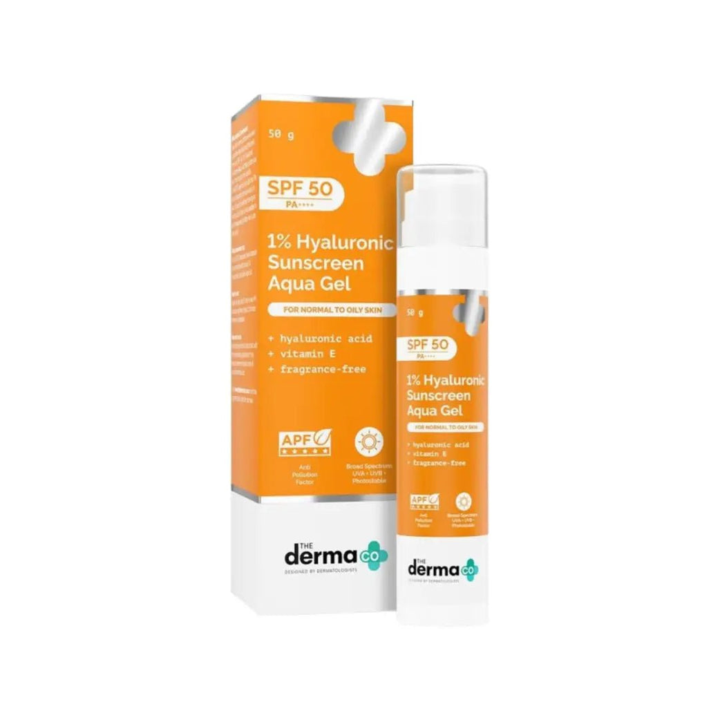 The Derma Co 1% Hyaluronic Sunscreen Aqua Gel SPF50 50g