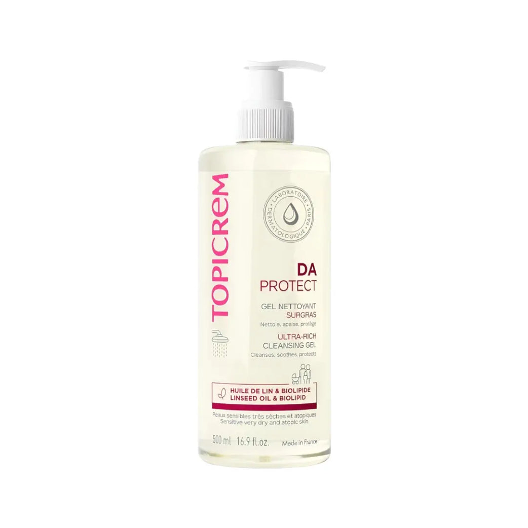 Topicrem DA Protect Ultra Rich Cleansing Gel 500ml – Gentle Cleanser for Dry & Sensitive Skin