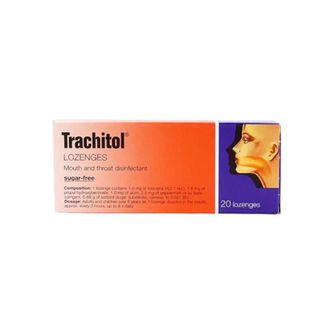 Trachitol Lozenges 20s soothing throat lozenges for sore throat and mouth irritation relief