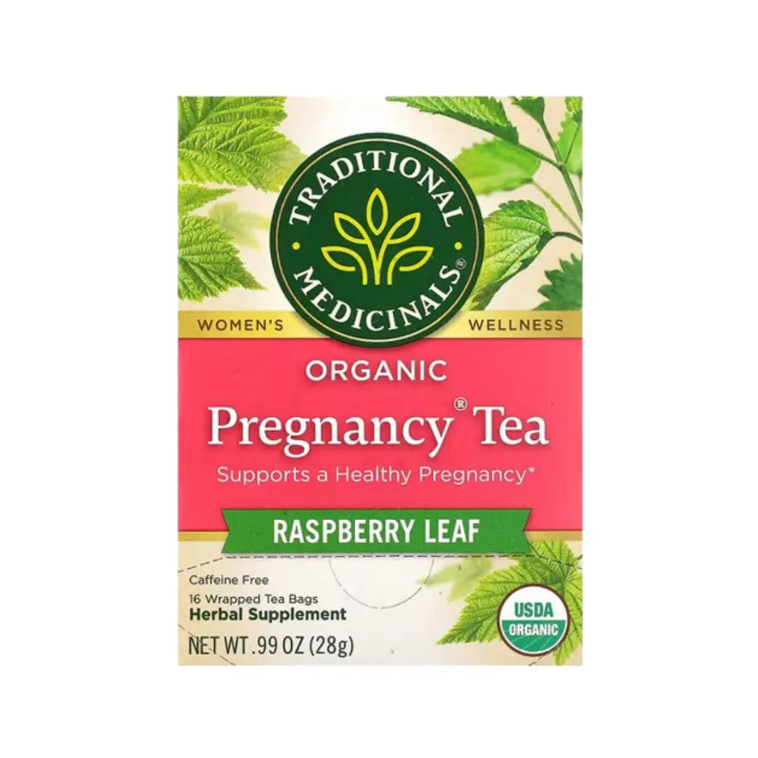 Traditional Medicinals Organic Raspberry Leaf Herbal Tea 16 Bags – Caffeine Free Wellness Tea