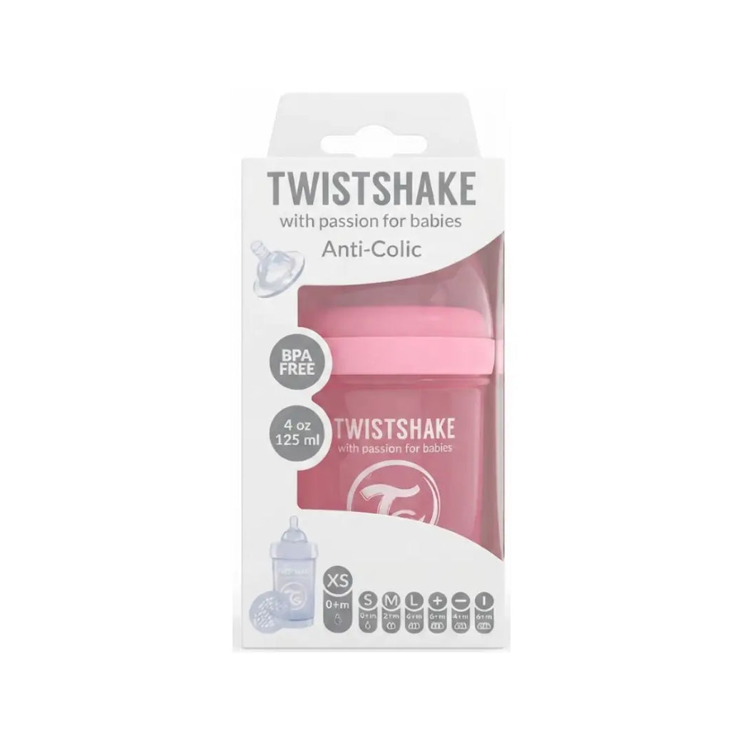 Twistshake Anti-Colic Baby Bottle 125ml Pastel Pink 79086 – BPA-Free Feeding Bottle