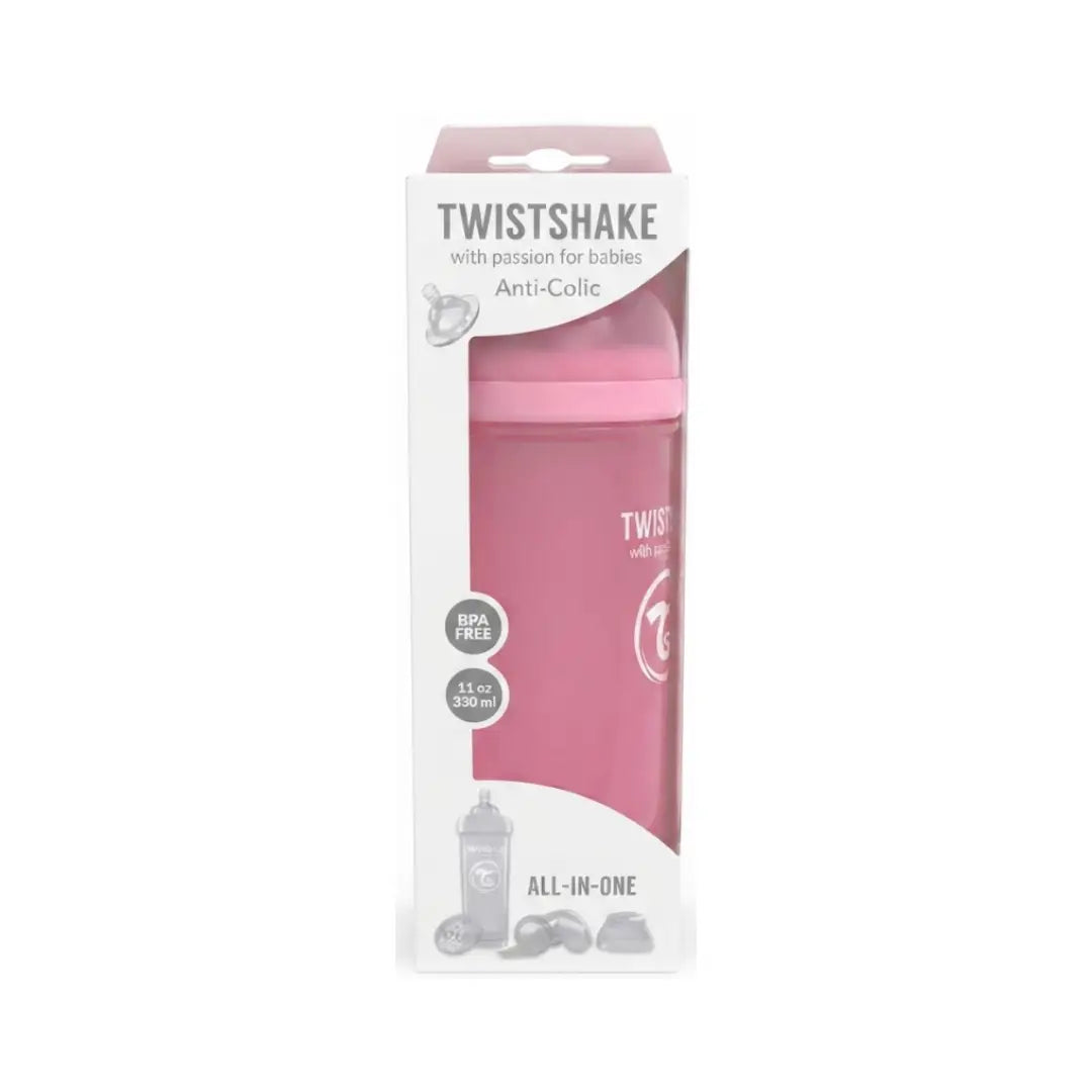 Twistshake Anti-Colic Baby Bottle 330ml Pastel Pink 78261 – BPA-Free Feeding Bottle