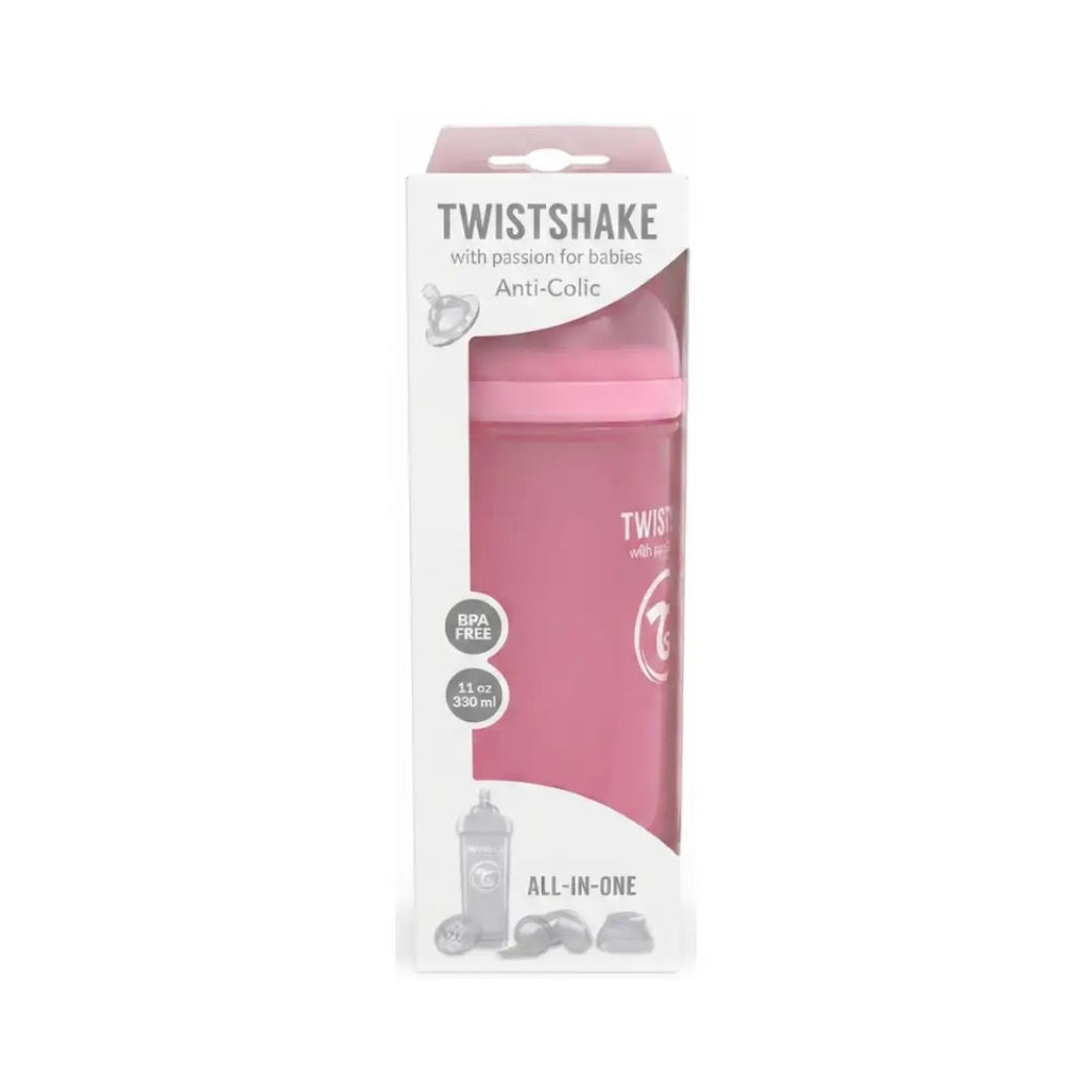 Twistshake Anti-Colic Baby Bottle 330ml Pastel Pink 78261 – BPA-Free Feeding Bottle