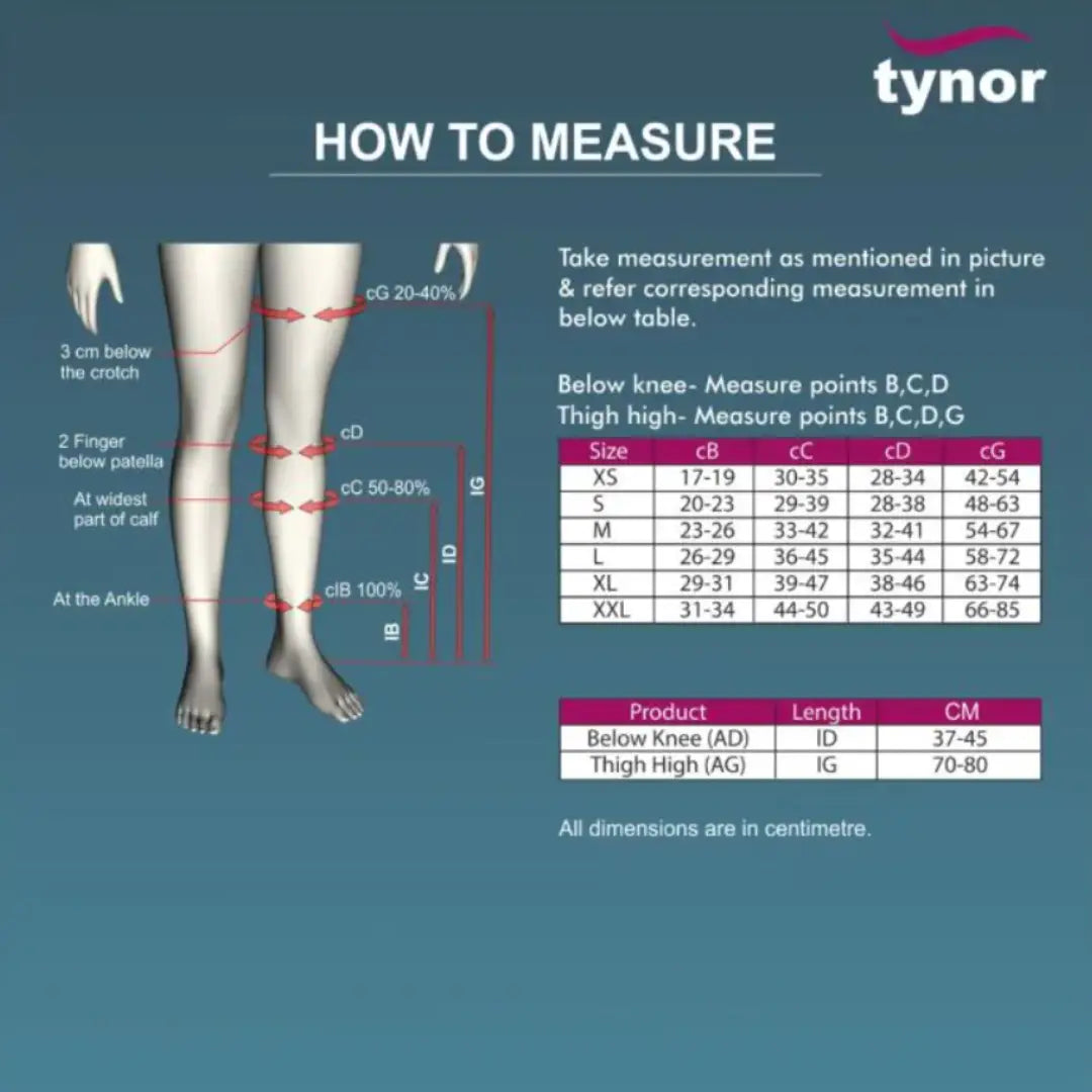 Close-up of compression fabric texture in Tynor knee high stockings