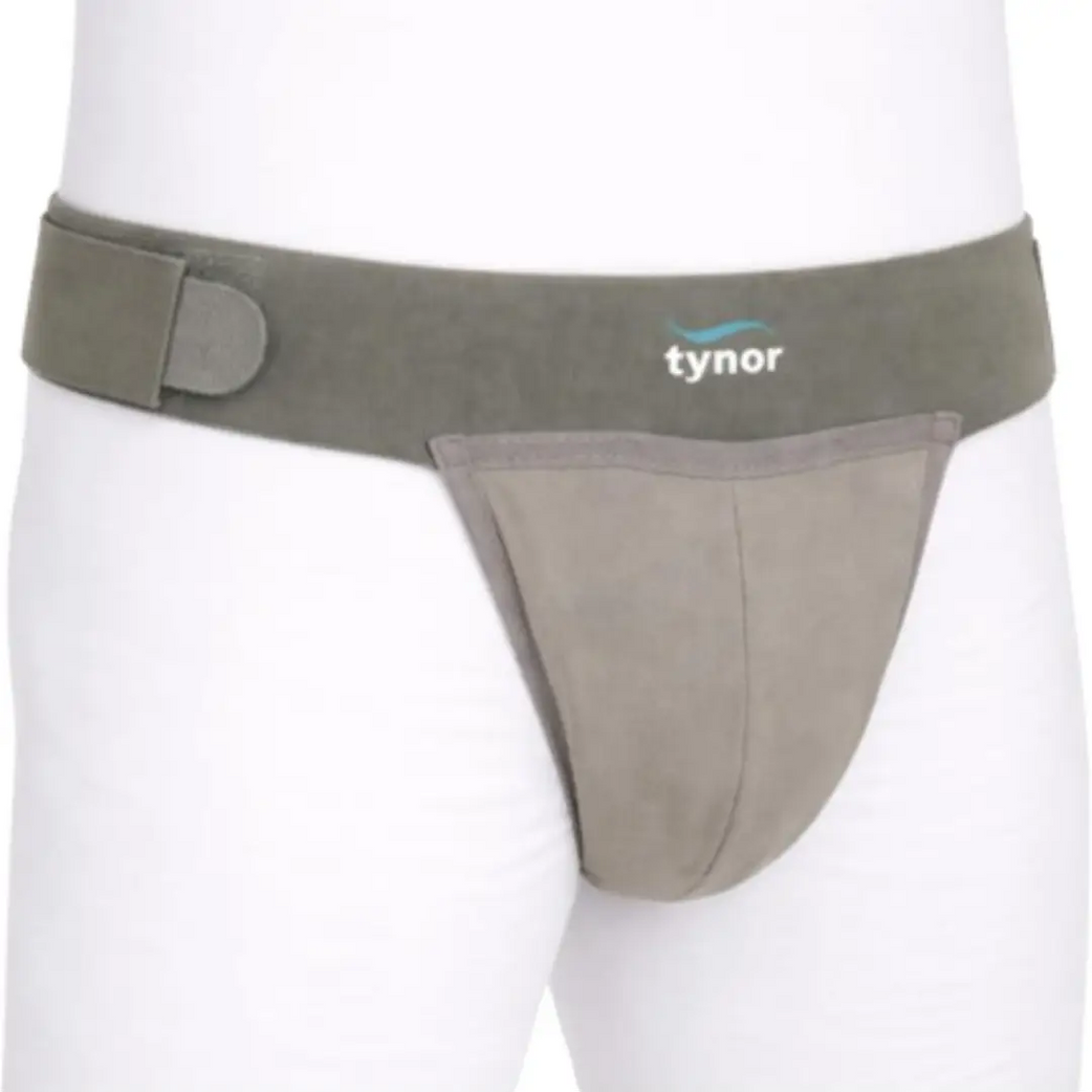 Side view of Tynor scrotal support showing adjustable waistband