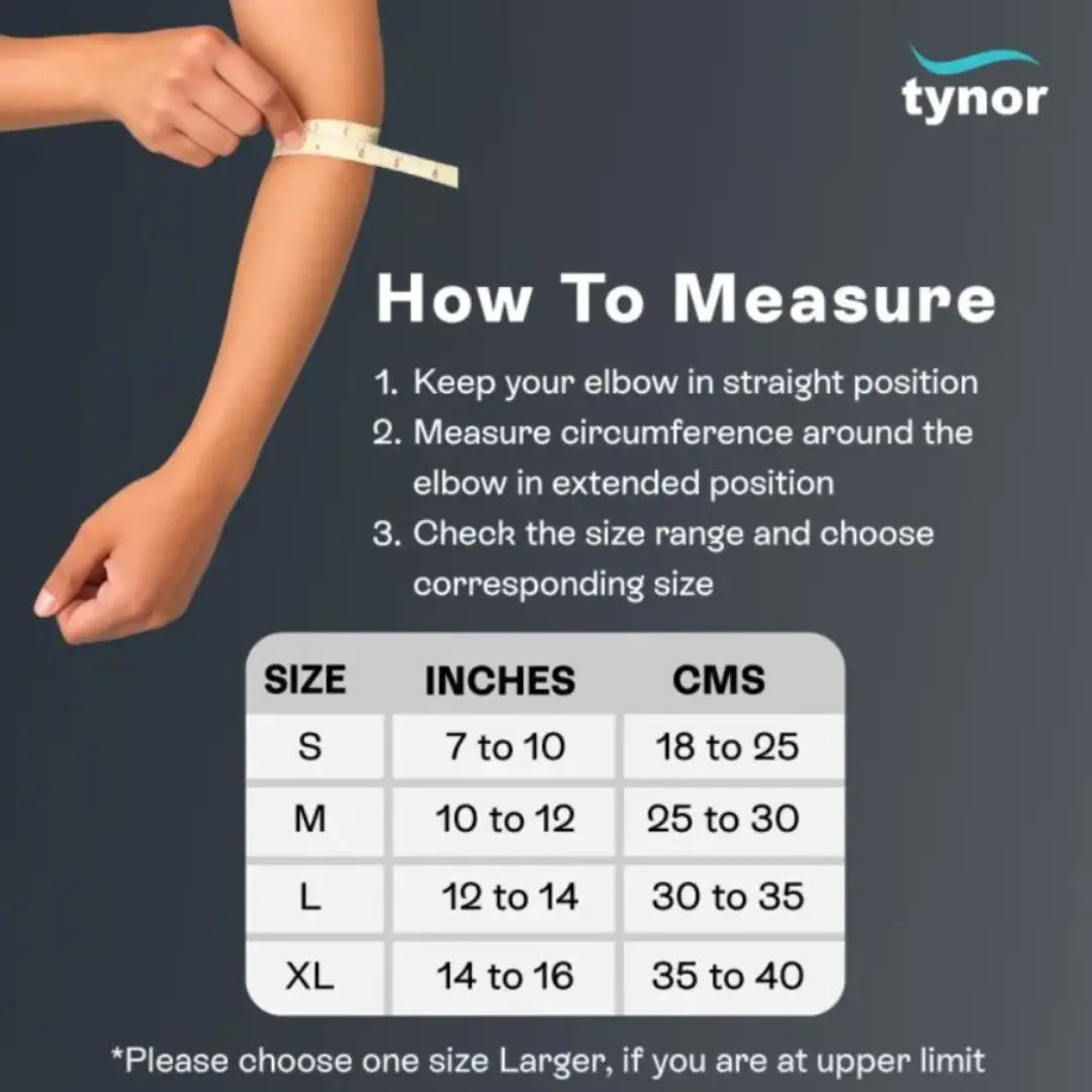 Side view of Tynor forearm brace positioned below elbow joint