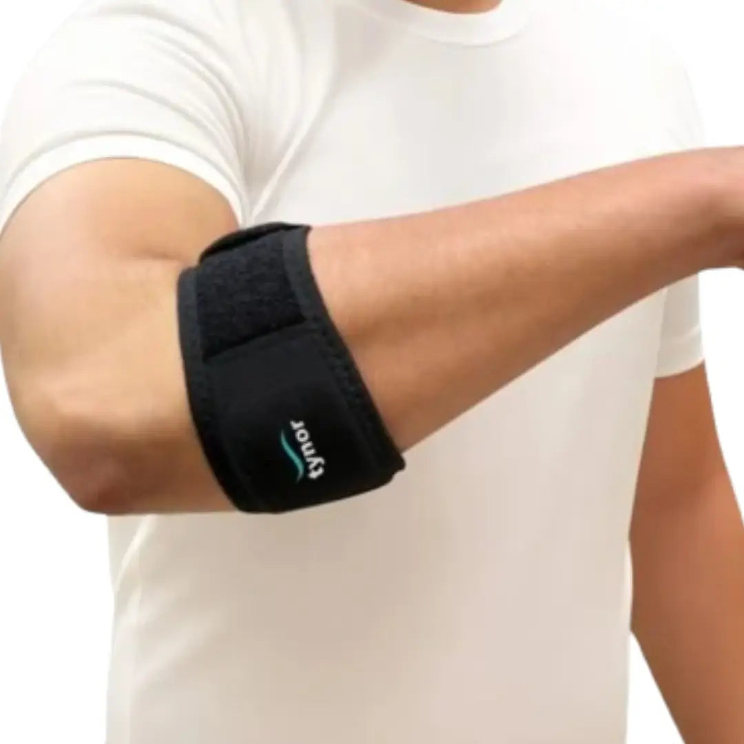 Side view of Tynor forearm brace positioned below elbow joint