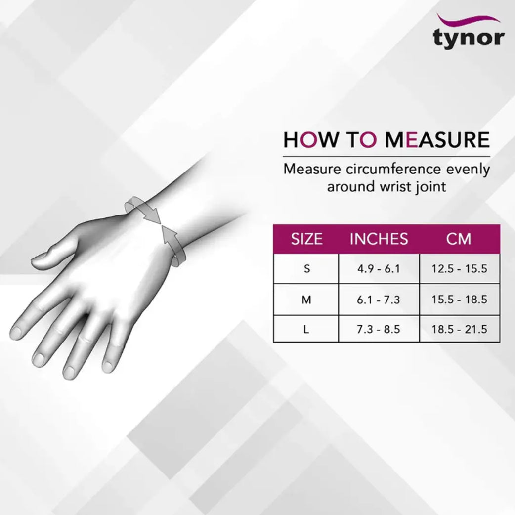 Tynor Wrist Brace with Double Lock E-05 Medium front view showing support straps