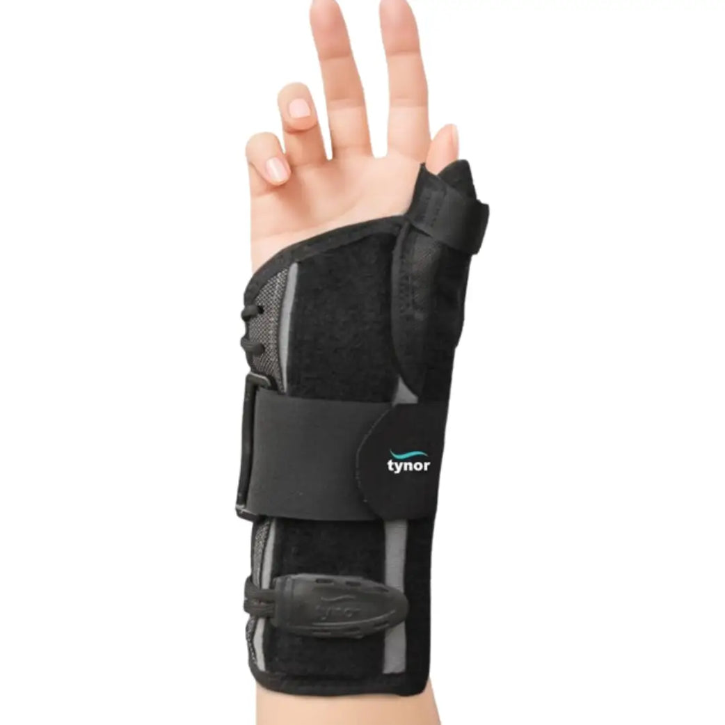 Tynor Wrist Splint with Thumb E-44 Small front view showing rigid support