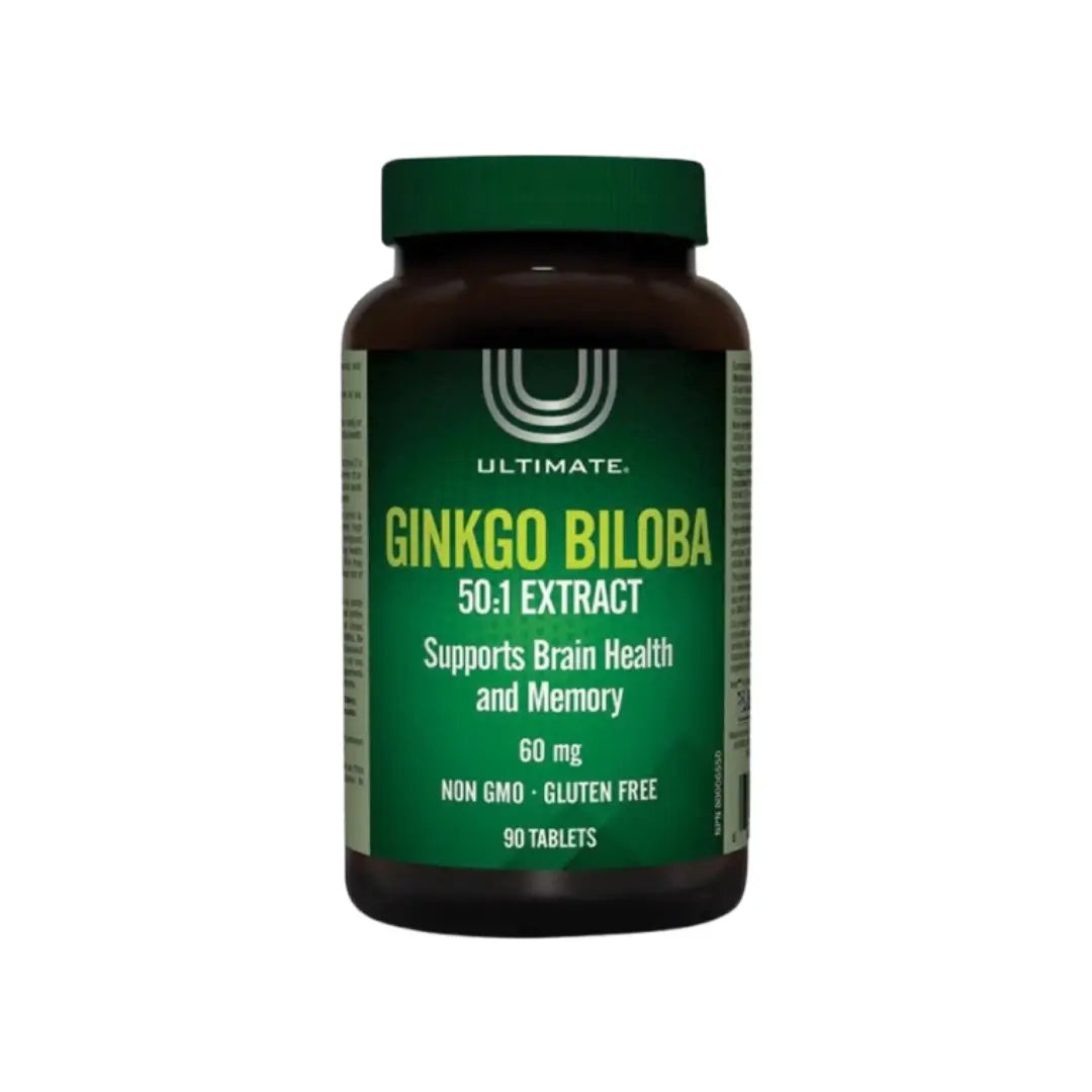 Ultimate Ginkgo Biloba 60mg Tablets 90s – Daily Herbal Brain & Circulation Support Supplement