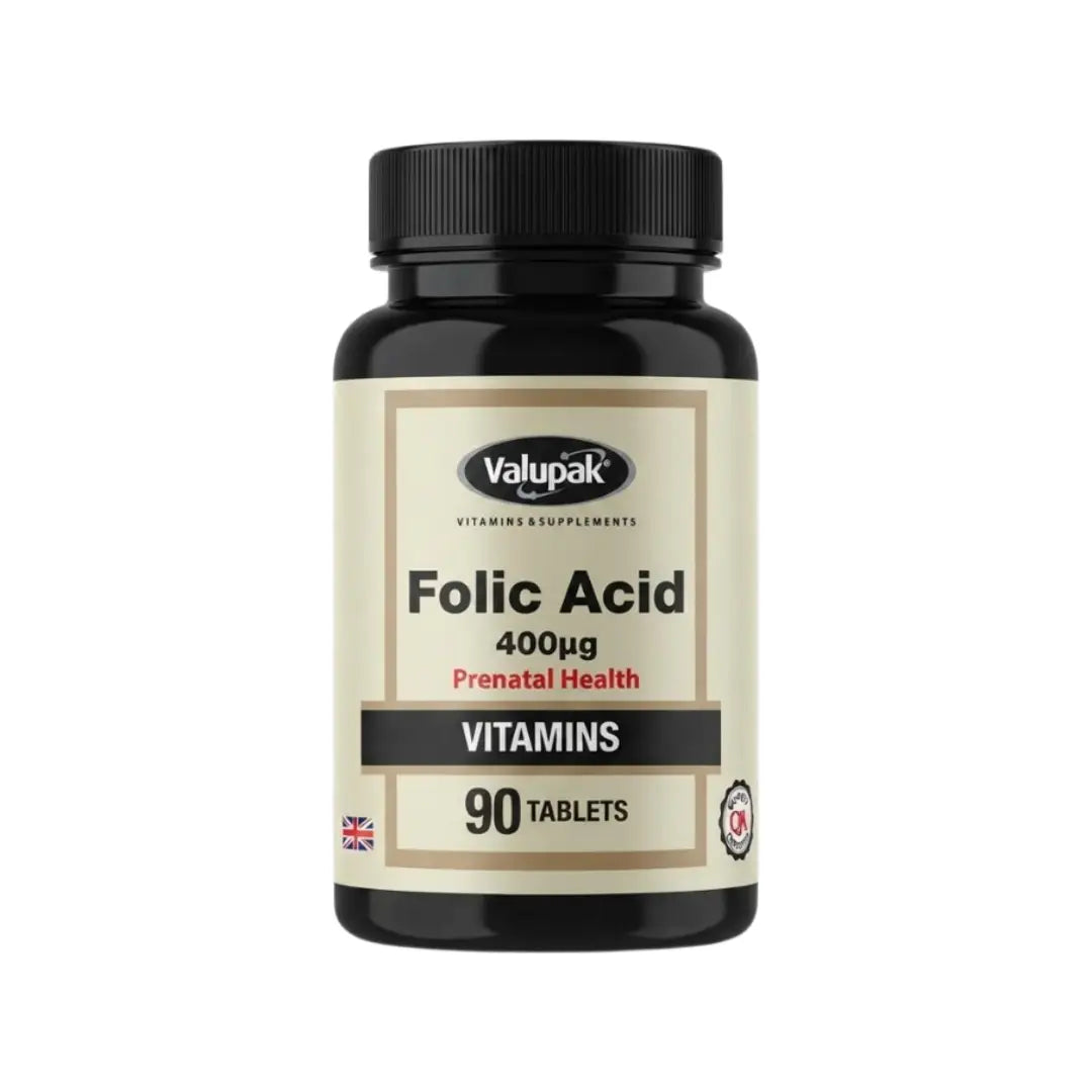 Valupak Folic Acid 400mcg Tablets 90s – Daily Folic Acid Food Supplement