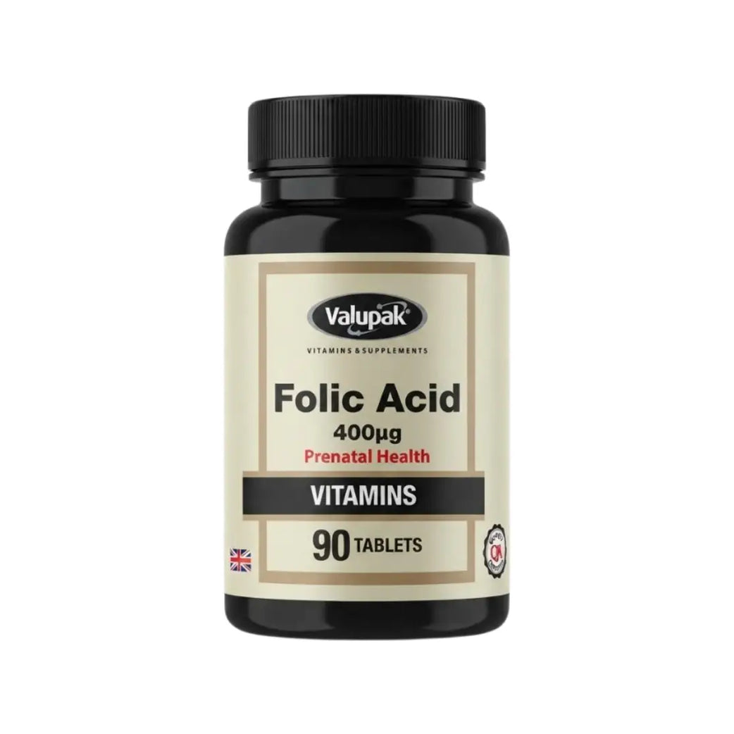 Valupak Folic Acid 400mcg Tablets 90s – Daily Folic Acid Food Supplement