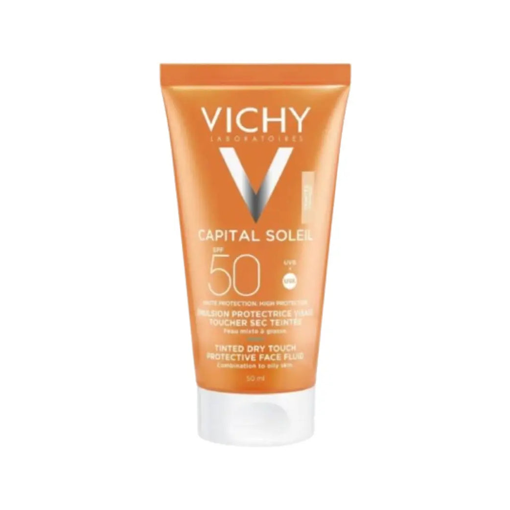 Vichy Capital Soleil SPF50 Tinted Dry Touch Face Fluid 50ml – Matte Finish Sunscreen for Daily Sun Protection