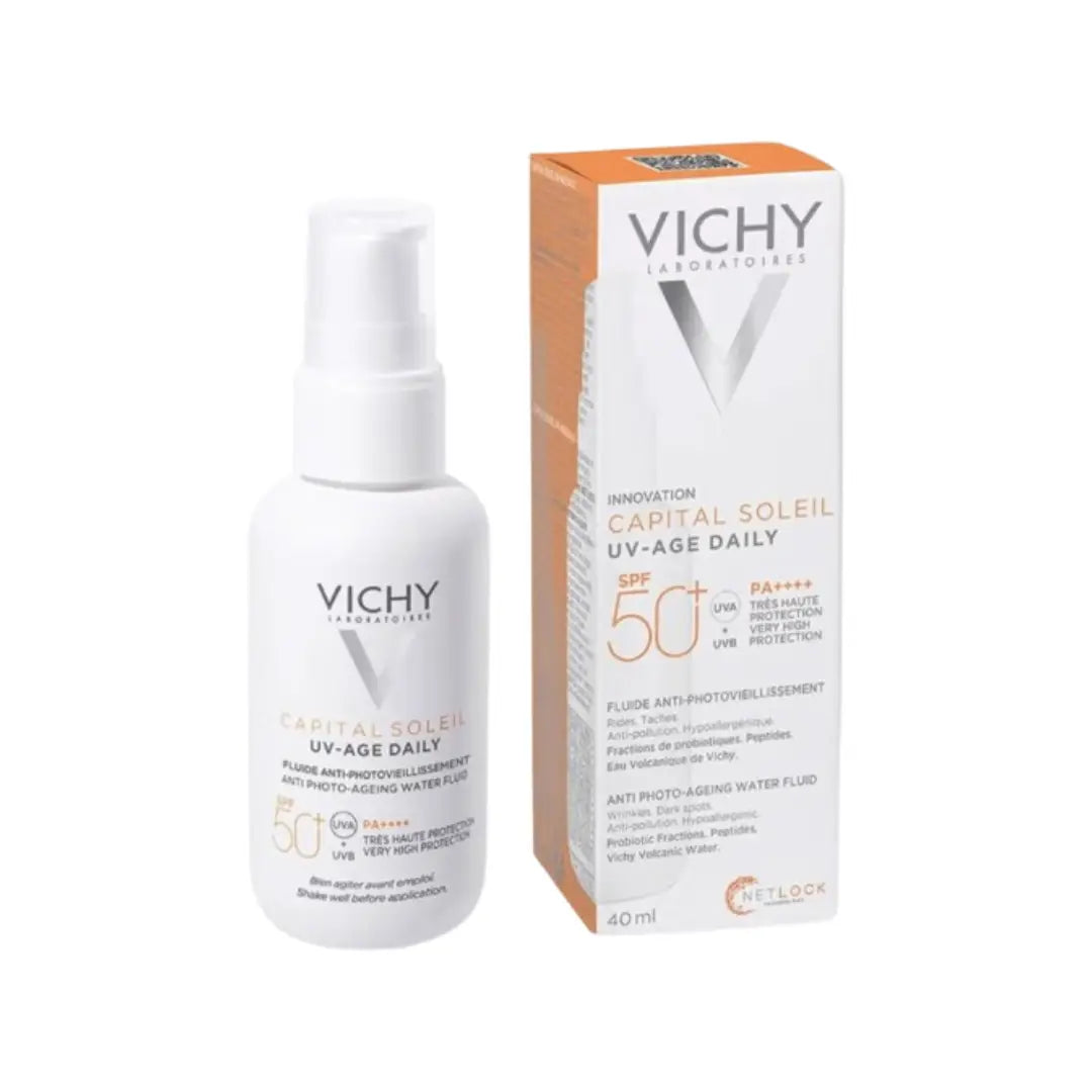 Vichy Capital Soleil UV-Age Daily SPF50+ 40ml – Lightweight Water Fluid Facial Sunscreen