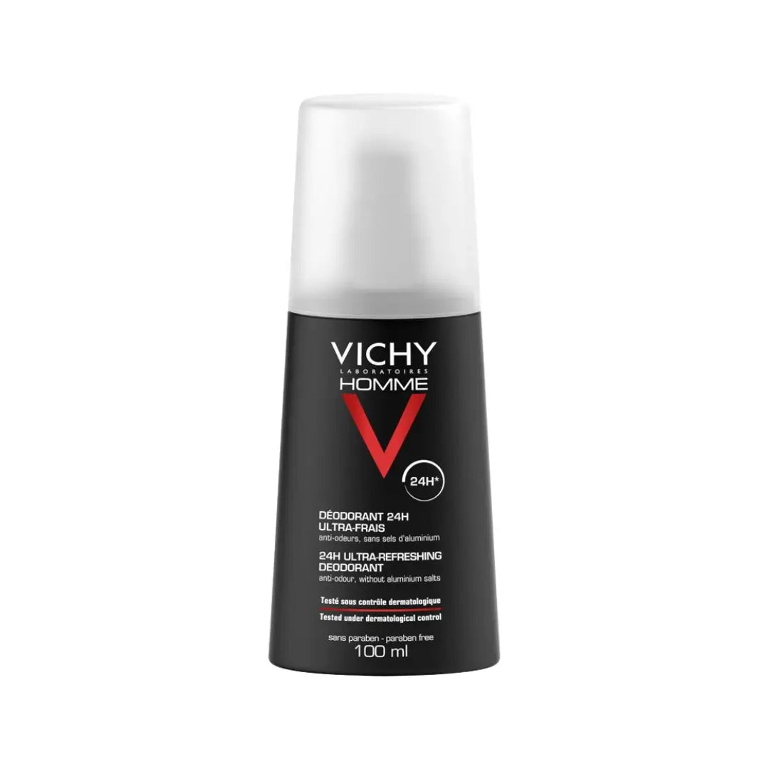 Vichy Homme 24H Ultra Refreshing Deodorant Spray 100ml – Long-Lasting Freshness Body Spray for Men