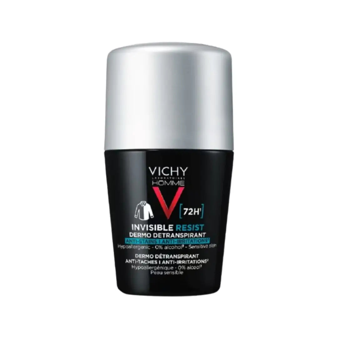 Vichy Homme 72H Deo Roll-On Invisible Resist 50ml – Long-Lasting Men’s Deodorant Anti-Odour Care
