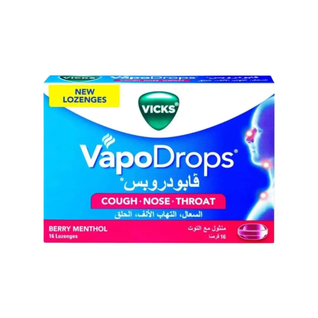 Vicks VapoDrops Berry Menthol Lozenges 16s Berry Flavored Menthol Throat Lozenges for Soothing Throat Comfort and Fresh Breath