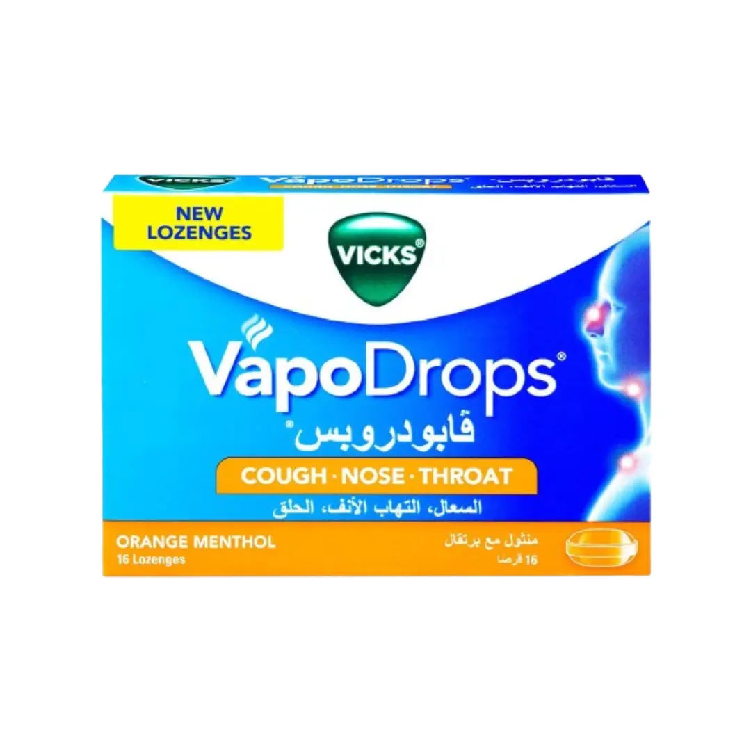 Vicks VapoDrops Orange Menthol Lozenges 16s Orange Flavored Menthol Throat Lozenges for Soothing Throat Comfort and Fresh Breath
