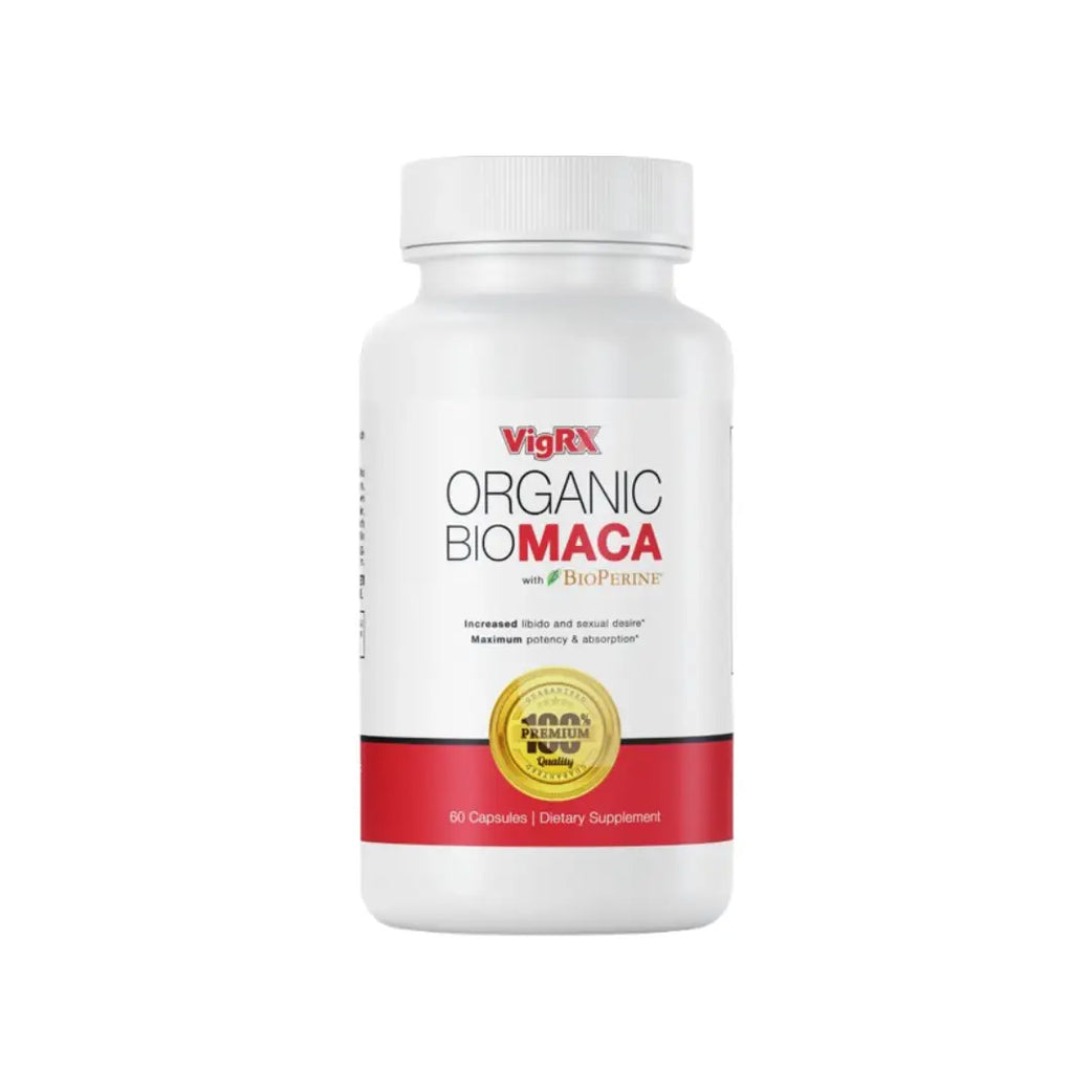 VigRX Organic Bio Maca Capsules 60 count bottle front view