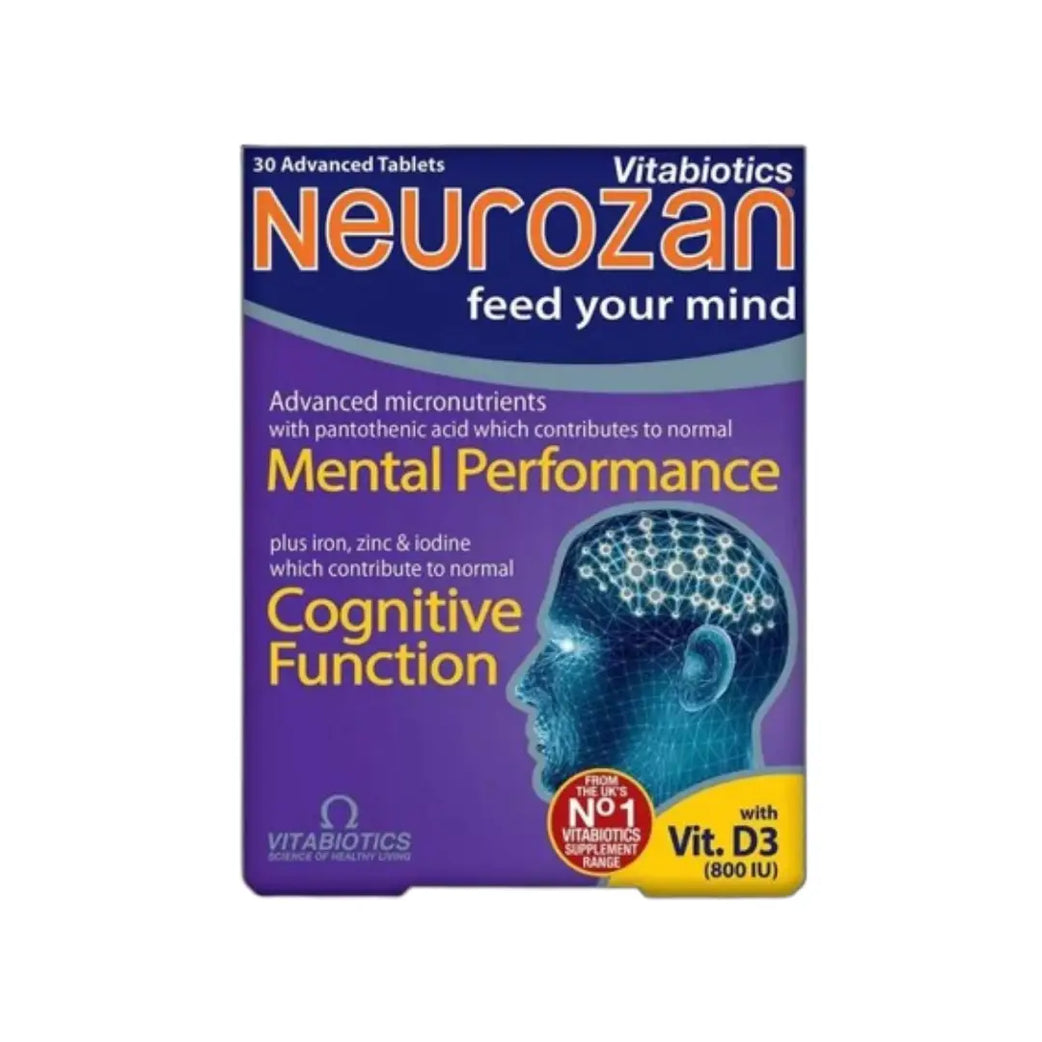 Vitabiotics Neurozan Tablets 30s brain and memory support supplement with vitamins, minerals, and herbal extracts for cognitive health