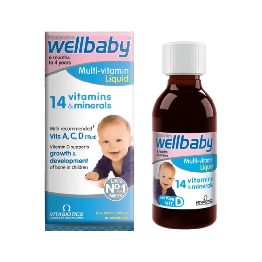 Vitabiotics Wellbaby Multi-Vitamin Liquid 150ml daily multivitamin supplement for infants and toddlers