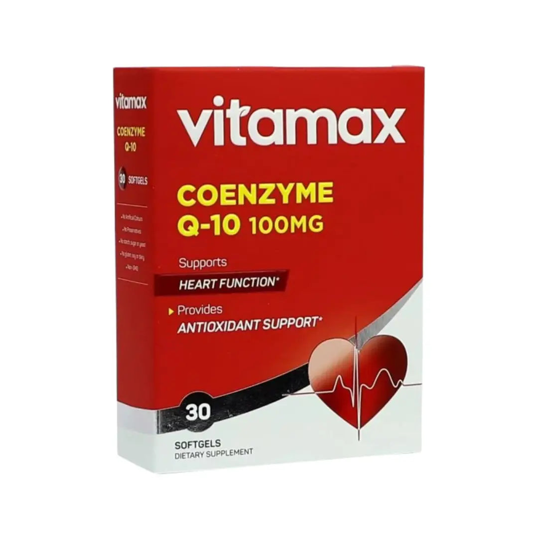 Vitamax CoEnzyme Q10 100mg Softgels 30s – CoQ10 Antioxidant Supplement for Energy & Daily Wellness Support
