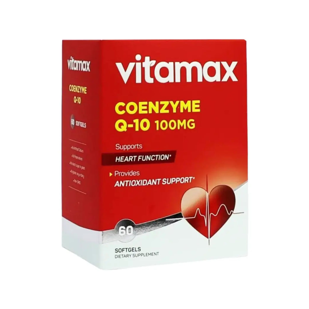 Vitamax CoEnzyme Q10 100mg Softgels 60s – CoQ10 Antioxidant Supplement for Energy & Daily Wellness Support