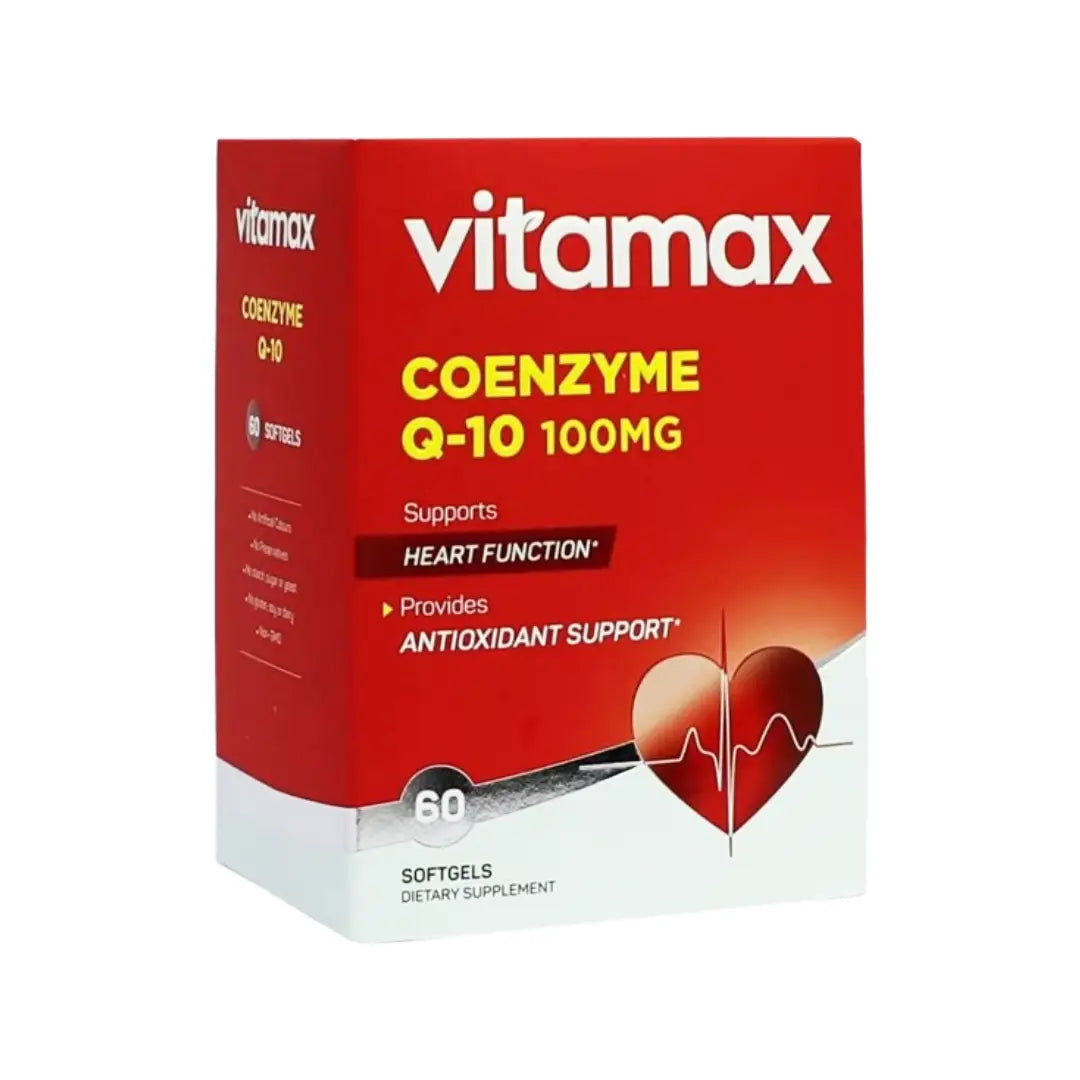 Vitamax CoEnzyme Q10 100mg Softgels 60s – CoQ10 Antioxidant Supplement for Energy & Daily Wellness Support