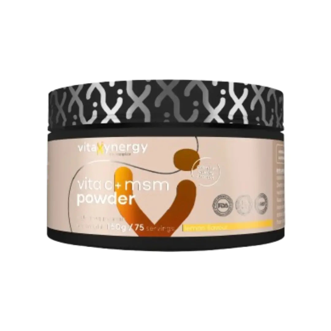 Vitaxynergy Vitamin C + MSM Powder 150g Lemon Flavour – 75 Servings Antioxidant & Daily Wellness Support