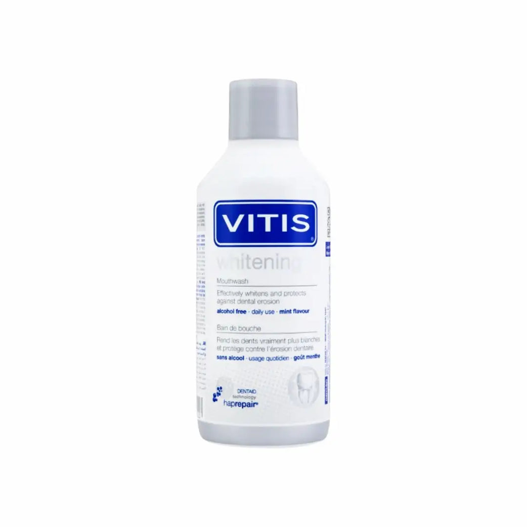 VITIS Whitening Mouthwash 500ml bottle front view for teeth whitening and oral care