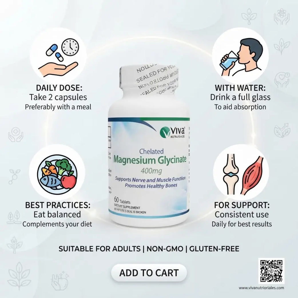 Viva Chelated Magnesium Glycinate 400mg Tablets 60s