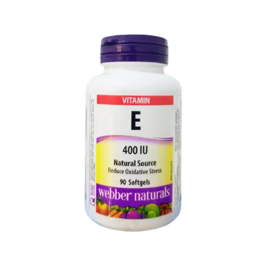 Webber Naturals Vitamin E 400IU Softgels 90s antioxidant supplement for skin, immune, and heart health