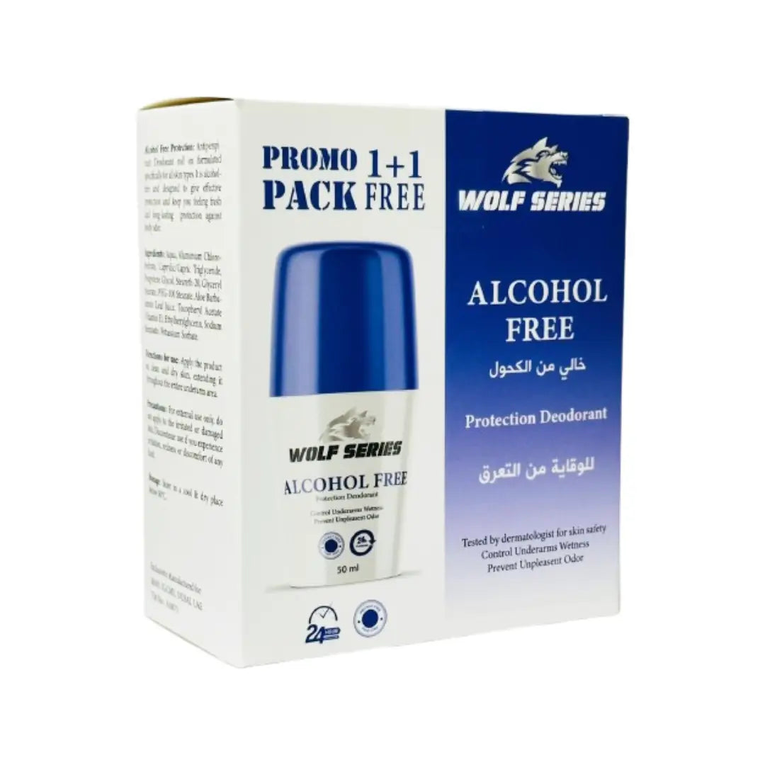 Wolf Series Deo Alcohol Free 50ml 1+1 Promo Pack | Gentle Deodorant for Sensitive Skin | 24H Odor Protection & Freshness