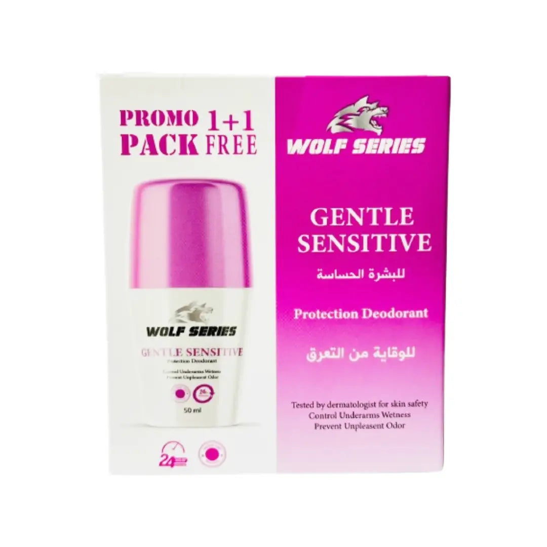 Wolf Series Deo Gentle Sensitive 1+1 Promo Pack | Alcohol-Free Deodorant for Sensitive Skin | 24H Odor Protection with Aloe Vera