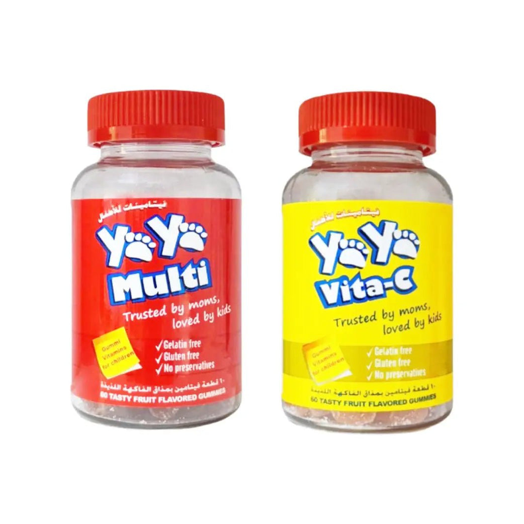 YAYA Multi Vit & Vitamin C Fruit Flavored Gummies 60s Each daily chewable multivitamin and vitamin C supplement for immunity and overall health
