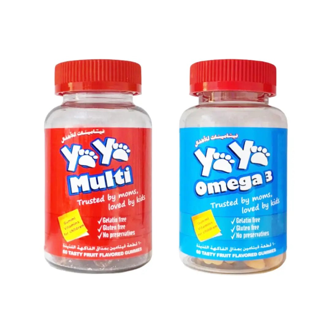 YAYA Multivitamins + Omega 3 Fruit Flavored Gummies 60s Each daily chewable supplements for immunity, brain, and overall health (Combo Pack)