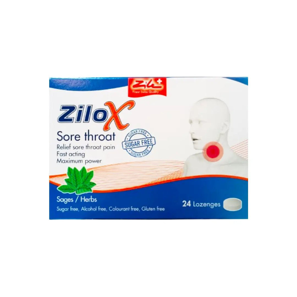 ZILOX Sore Throat Lozenges 24s Soothing lozenges to ease throat discomfort and irritation