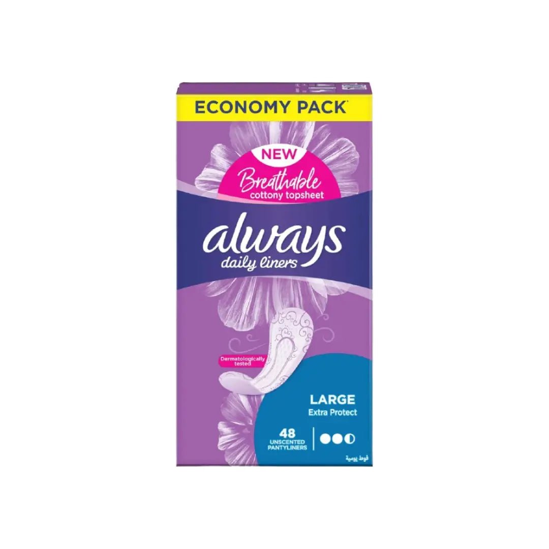 Always Daily liners Breathable Extra Protect Large Unscented 48s