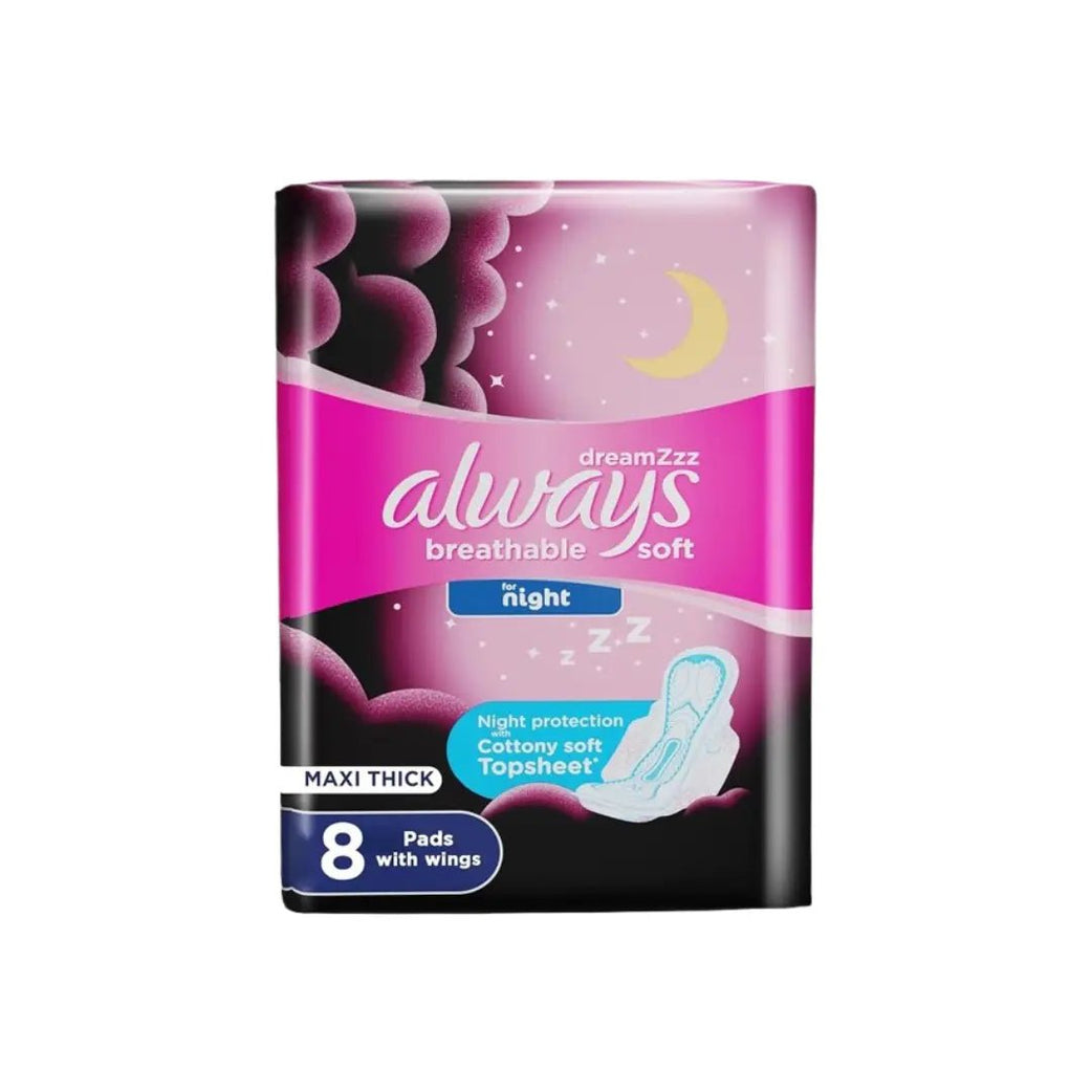 Always Dreamz Maxi Thick Night Pads With Wings 8S