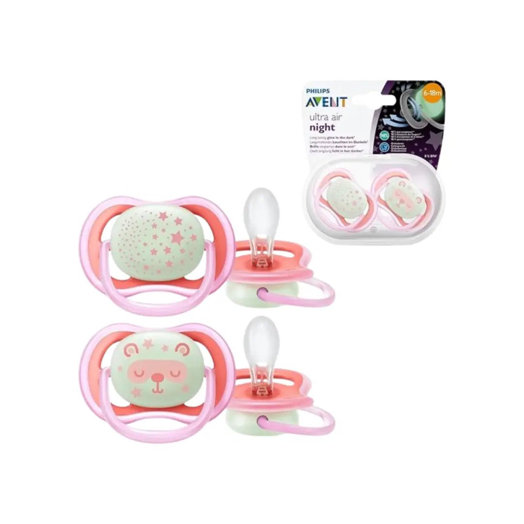 Philips Avent Ultra Air Silicone Soother 6-18M Night Girl 2s SCF376/22